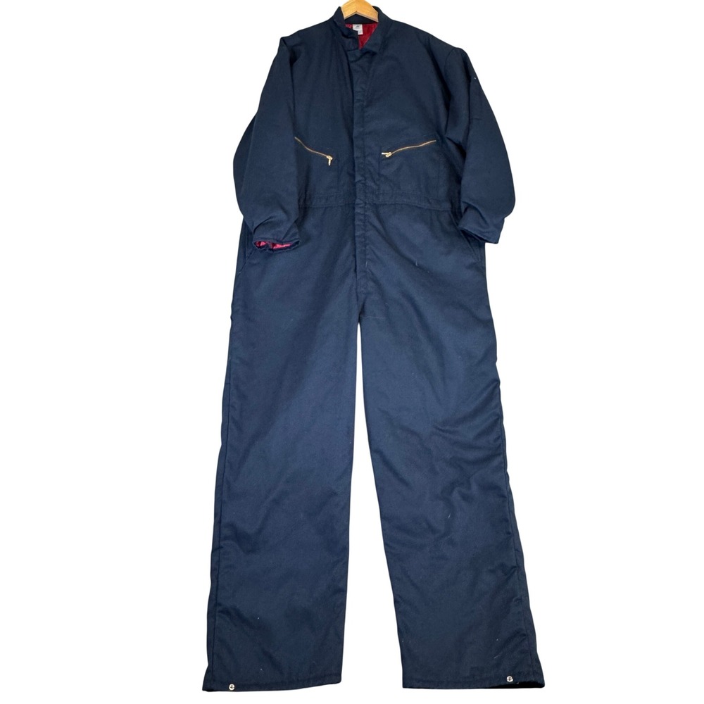 VF Imagewear Insulated Blue Coveralls Quilted Lining Full Zip Jumpsuit Mens XL